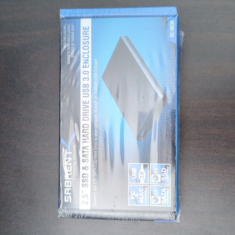 Sabrent 2.5" SSD & SATA hard drive USB 3.0 enclosure. New in plastic